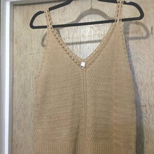 Wishlist size large crocheted/knit tank top  Tan in color 19 inches pit to pit